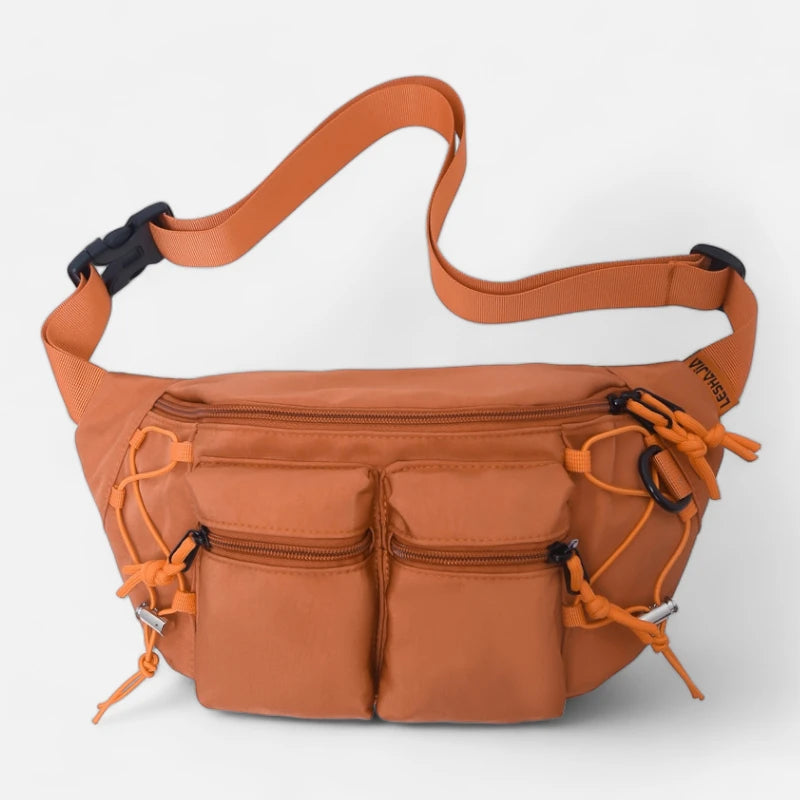 Grand sac banane en tissu avec double poche avant Martine