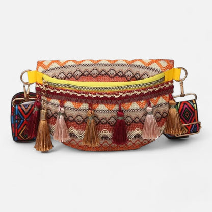 Sac banane tissu vintage à pompon Ariane