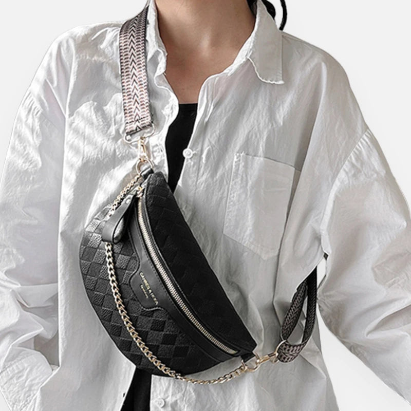 Sac banane bandoulière avec chaîne doré Paulette