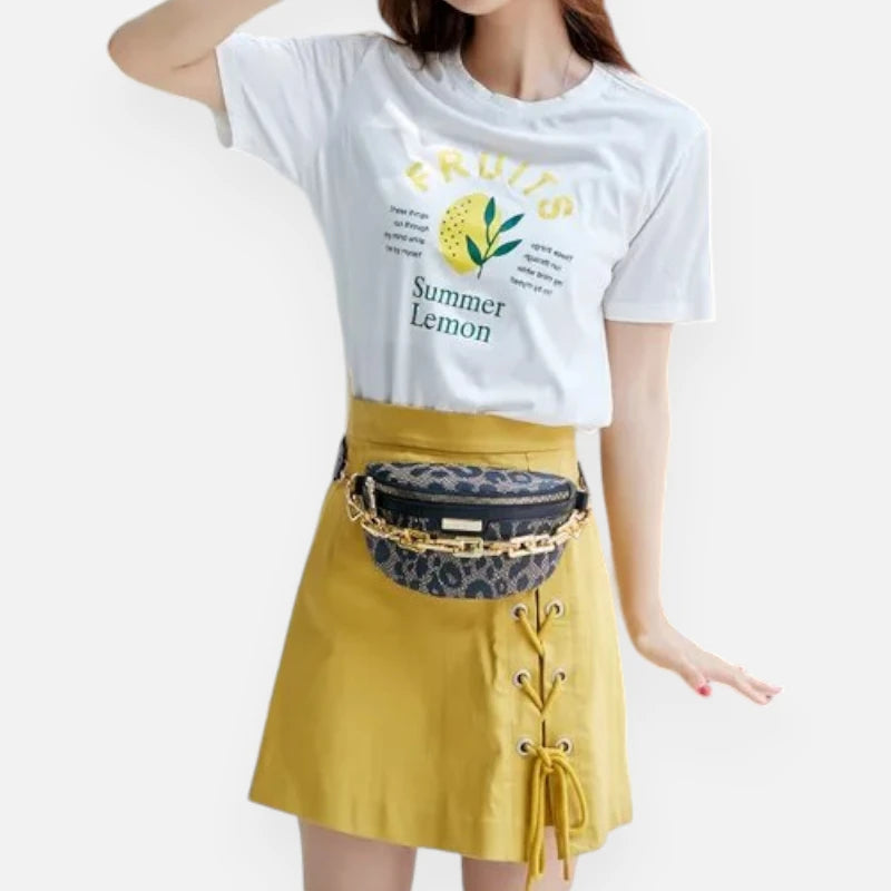 Sac banane léopard en cuir à bandoulière Isla