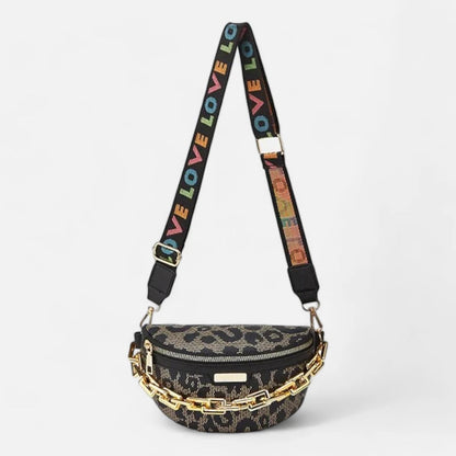 Sac banane léopard en cuir à bandoulière Isla