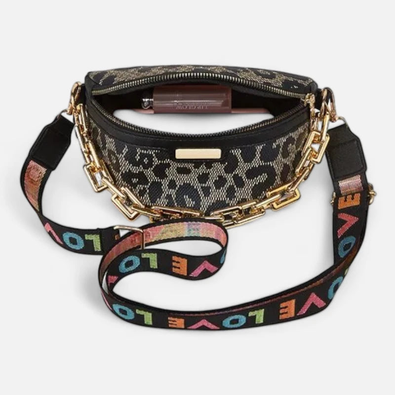 Sac banane léopard en cuir à bandoulière Isla