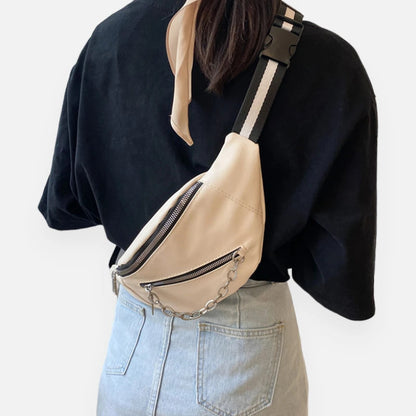 Sac banane bandoulière avec chaîne argentée Suzanne