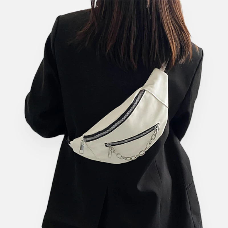 Sac banane bandoulière avec chaîne argentée Suzanne