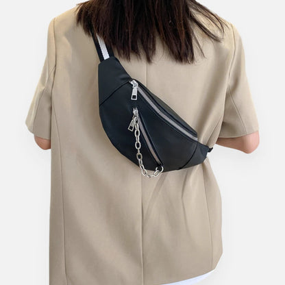 Sac banane bandoulière avec chaîne argentée Suzanne