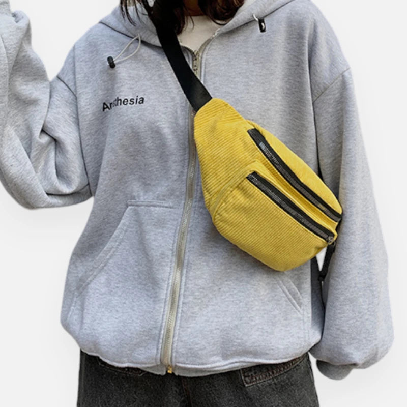 Sac banane velours côtelé tendance Fiona