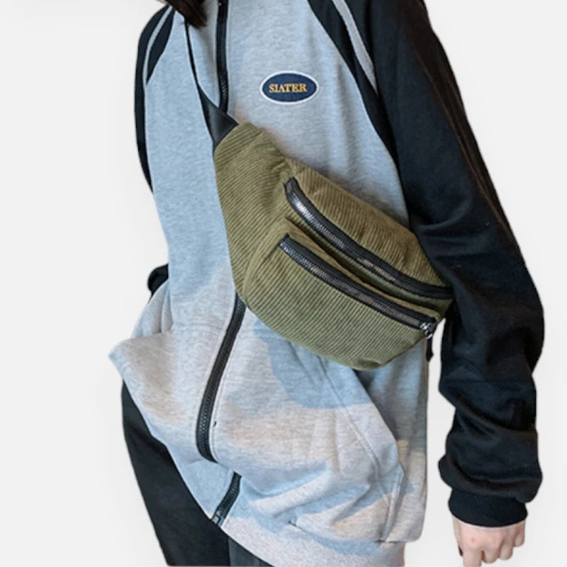 Sac banane velours côtelé tendance Fiona