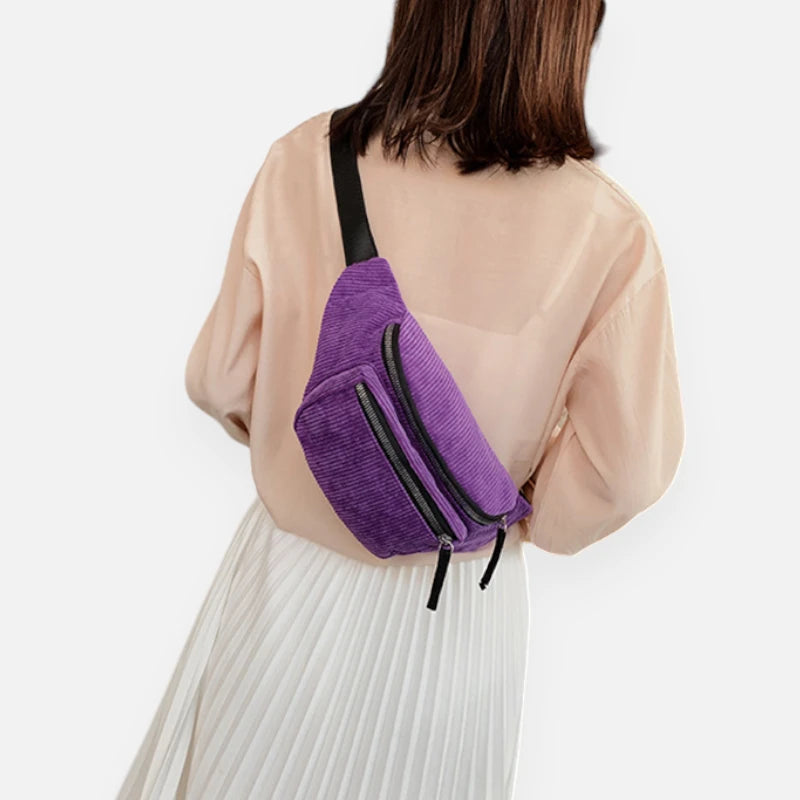 Sac banane velours côtelé tendance Fiona