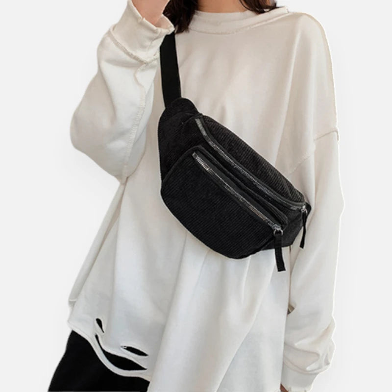 Sac banane velours côtelé tendance Fiona