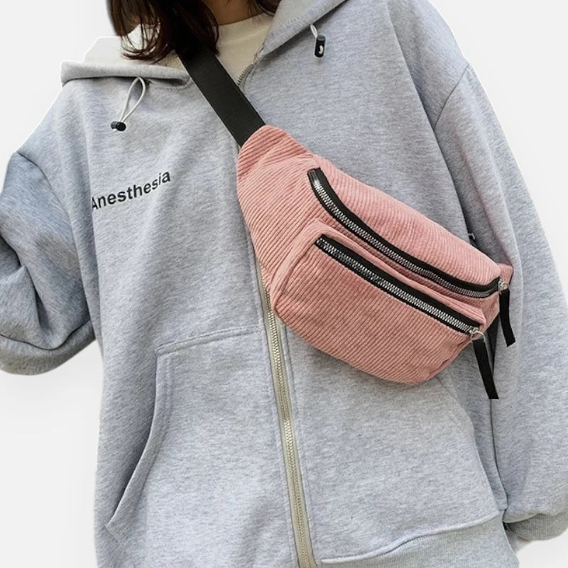 Sac banane velours côtelé tendance Fiona