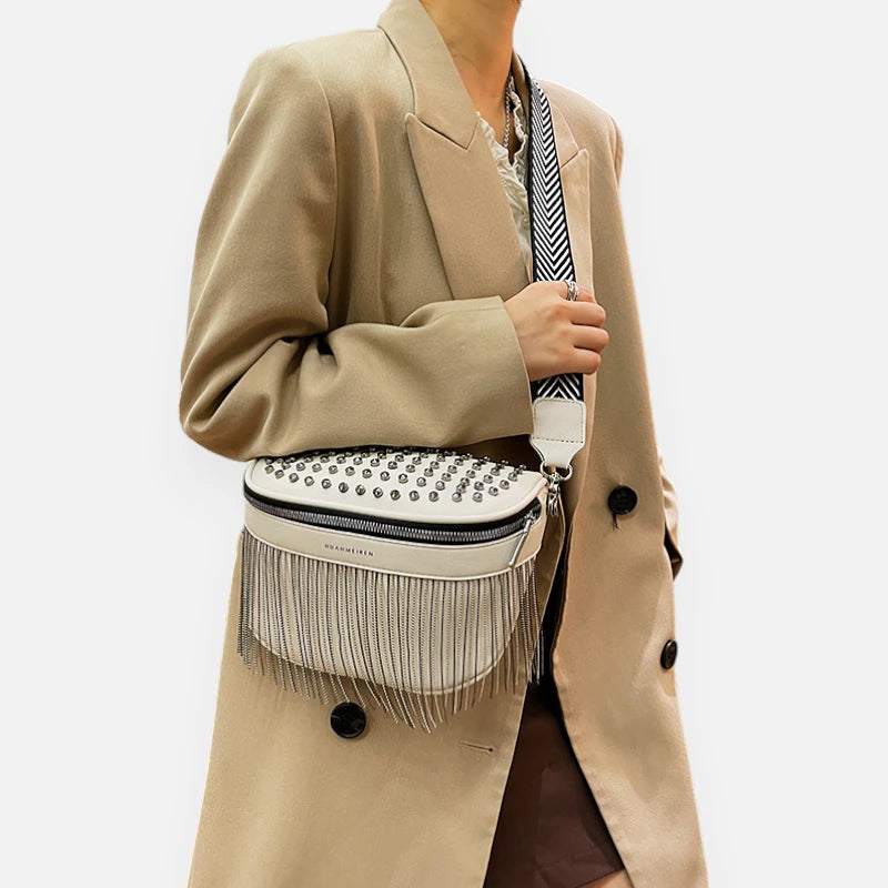 Grand sac banane bandoulière avec strass Solène