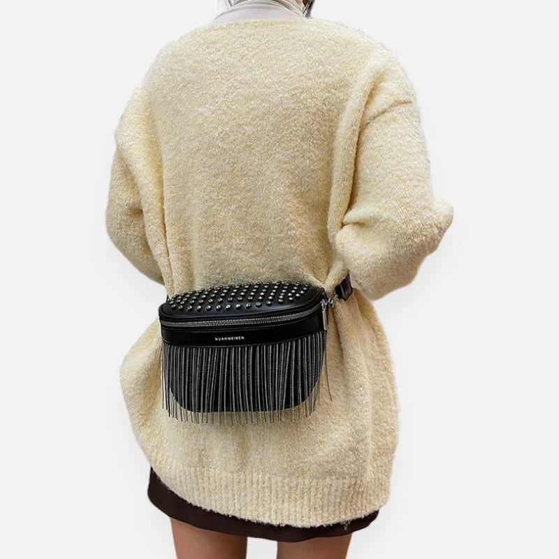 Grand sac banane bandoulière avec strass Solène