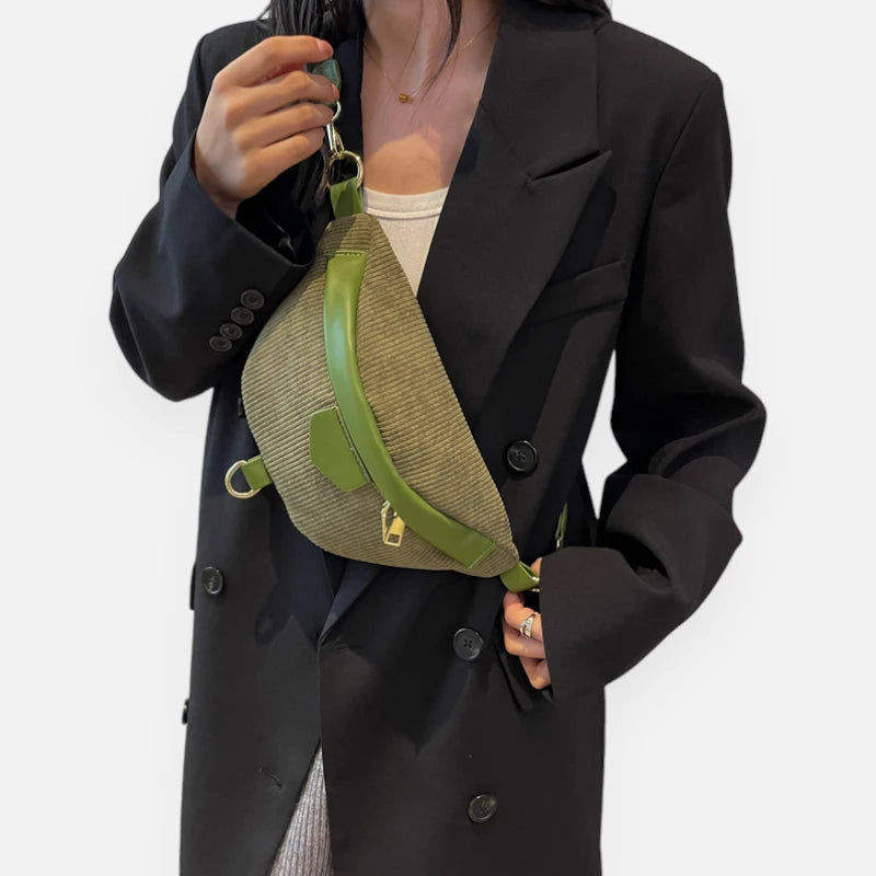 Sac banane velours côtelé chic à bandoulière Hélène