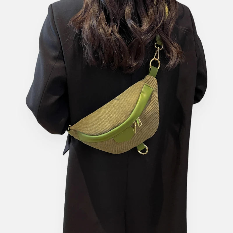 Sac banane velours côtelé chic à bandoulière Hélène