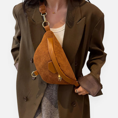 Sac banane velours côtelé chic à bandoulière Hélène