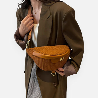 Sac banane velours côtelé chic à bandoulière Hélène