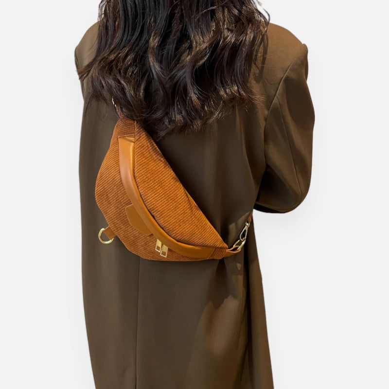 Sac banane velours côtelé chic à bandoulière Hélène