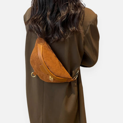 Sac banane velours côtelé chic à bandoulière Hélène