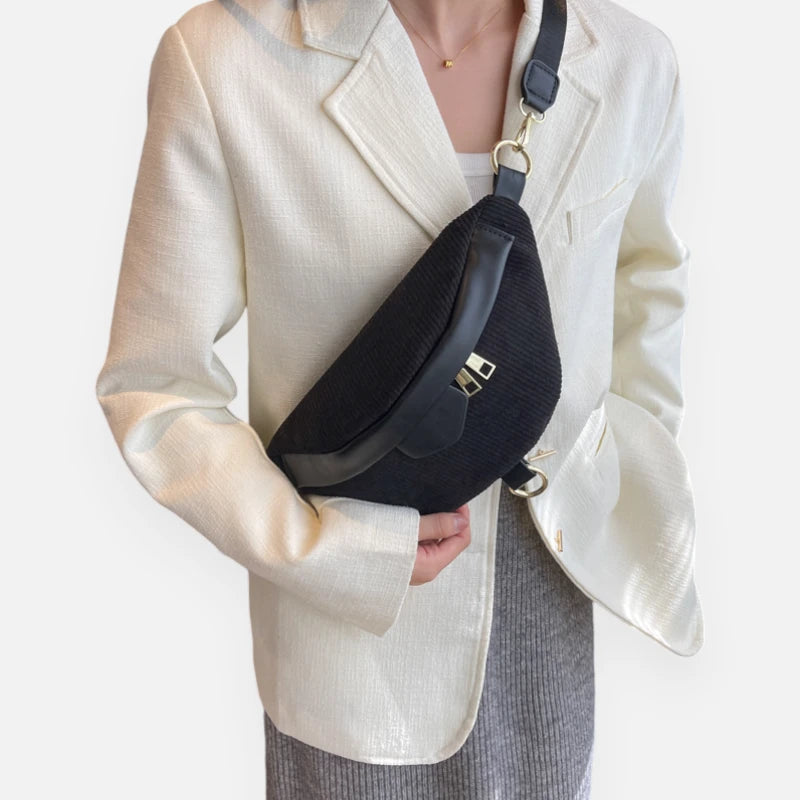 Sac banane velours côtelé chic à bandoulière Hélène