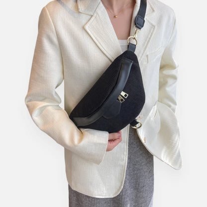 Sac banane velours côtelé chic à bandoulière Hélène