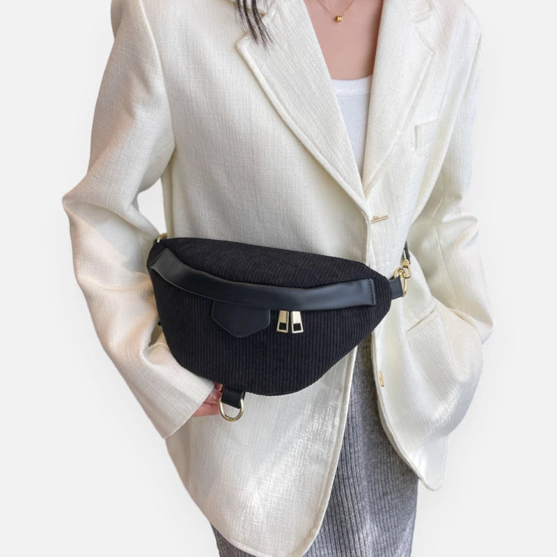 Sac banane velours côtelé chic à bandoulière Hélène