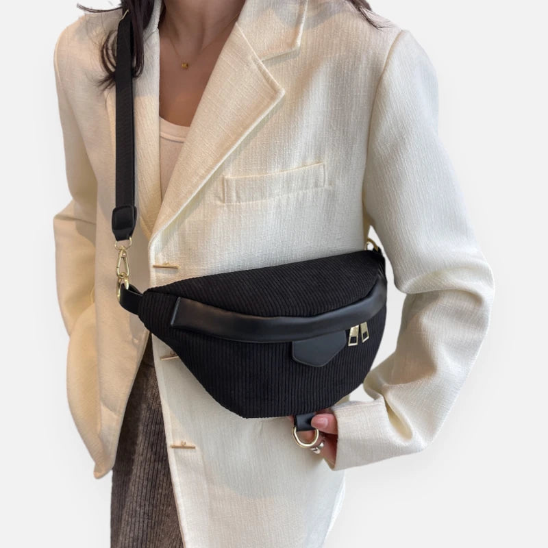 Sac banane velours côtelé chic à bandoulière Hélène