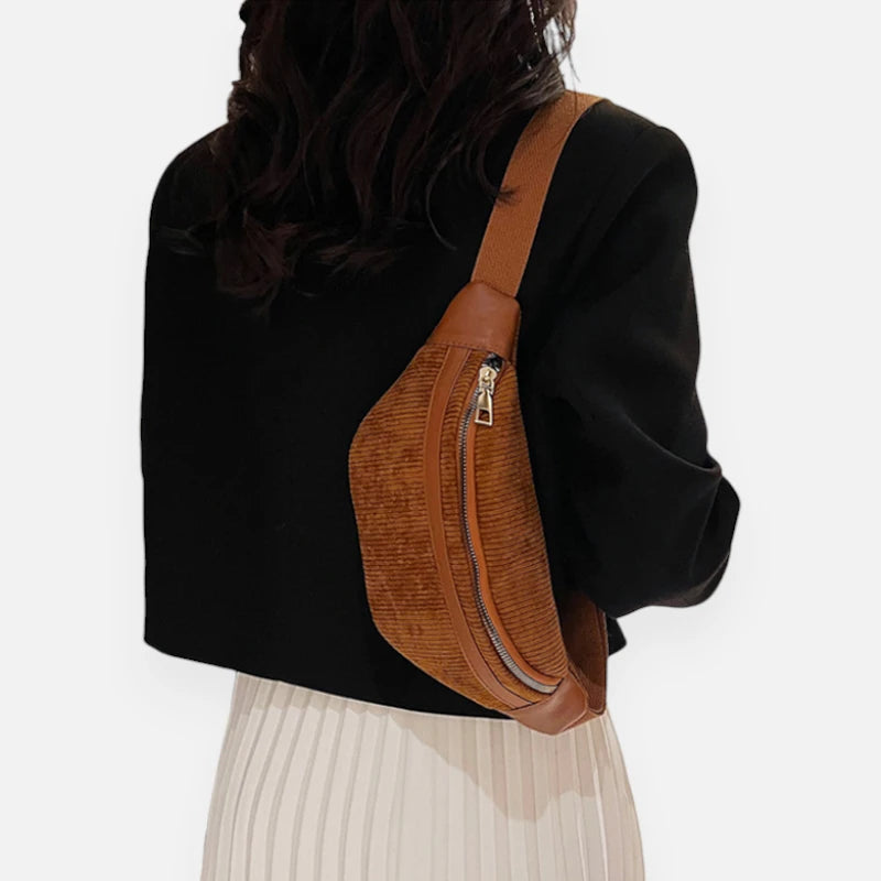 Sac banane velours côtelé chic Viviane