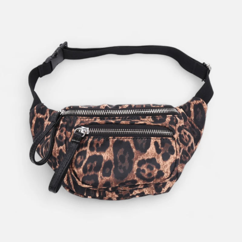 Sac banane léopard tendance en cuir Maya