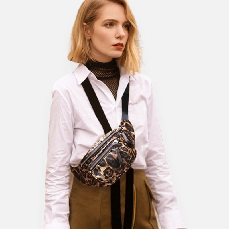 Sac banane léopard tendance en cuir Maya