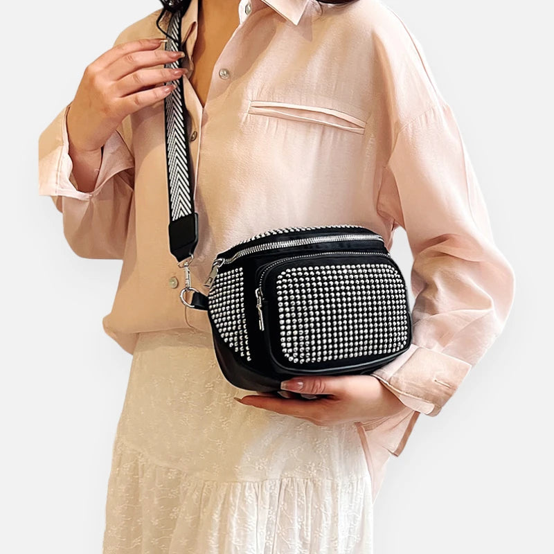 Sac banane chic à bandoulière avec strass Coraline