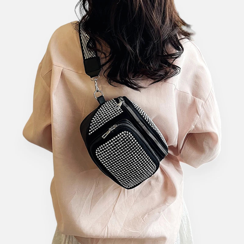 Sac banane chic à bandoulière avec strass Coraline