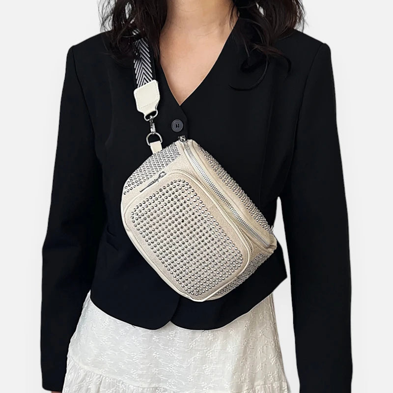 Sac banane chic à bandoulière avec strass Coraline