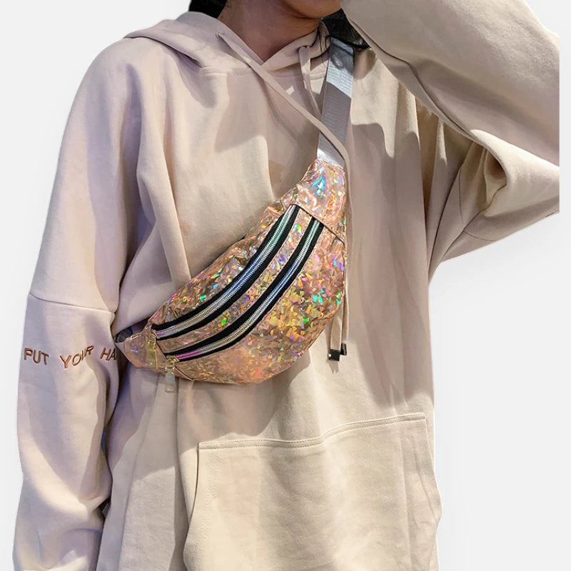 Sac banane brillant holographique tendance Alizée