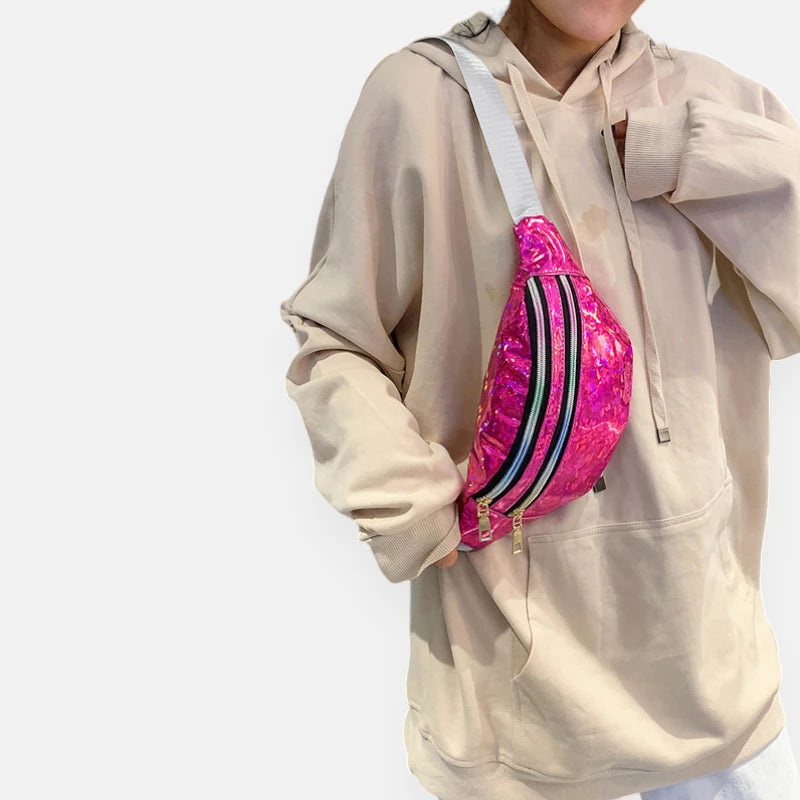 Sac banane brillant holographique tendance Alizée