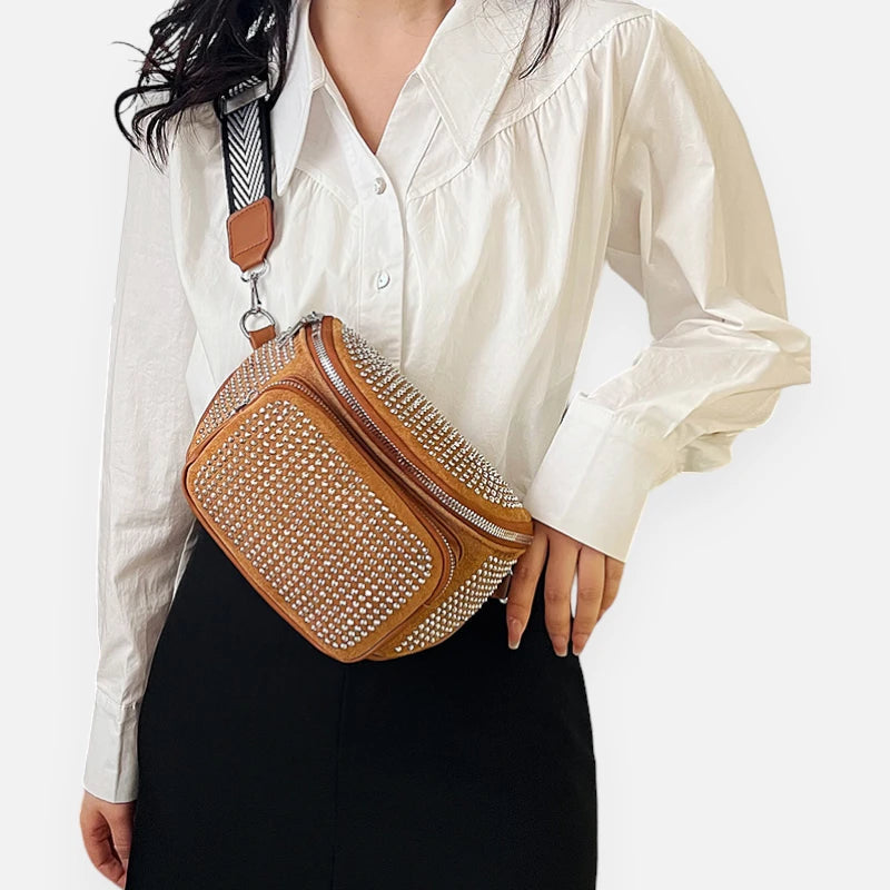 Sac banane chic à bandoulière avec strass Coraline