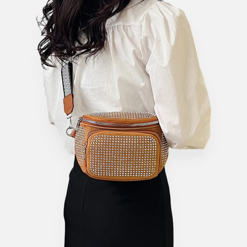 Sac banane chic à bandoulière avec strass Coraline