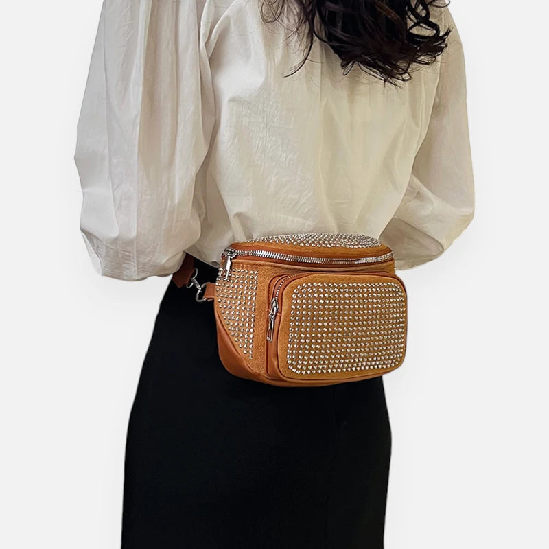 Sac banane chic à bandoulière avec strass Coraline