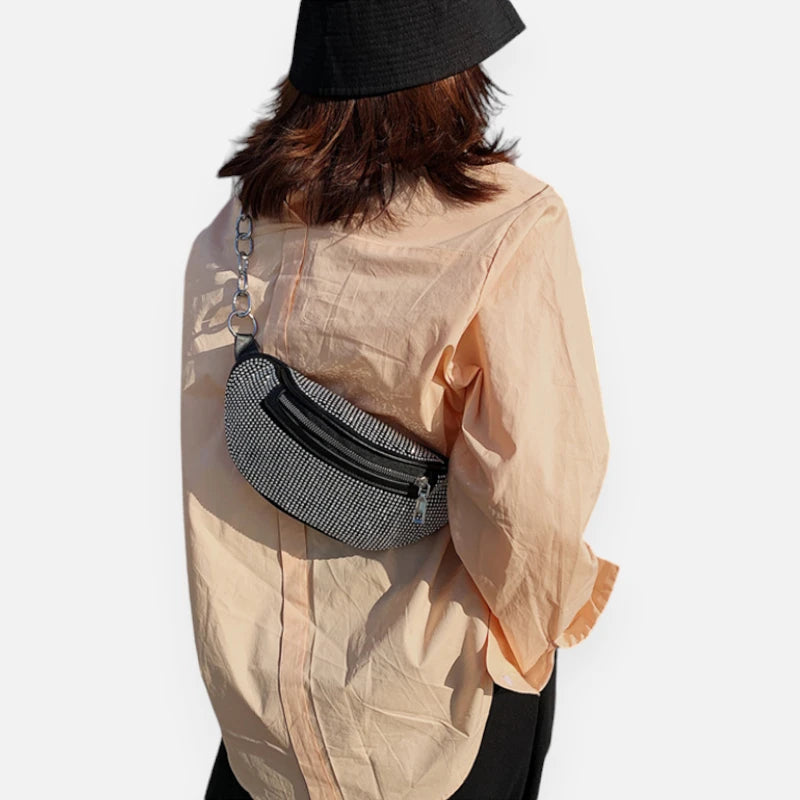 Sac banane chic à bandoulière avec strass Fabienne