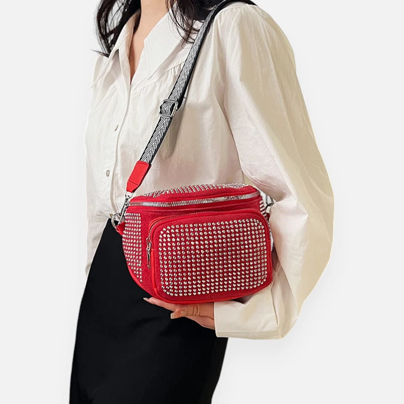 Sac banane chic à bandoulière avec strass Coraline