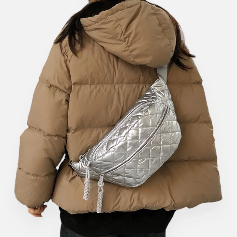 Sac banane métallisé en nylon matelassé Christine