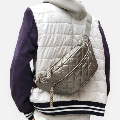 Sac banane métallisé en nylon matelassé Christine