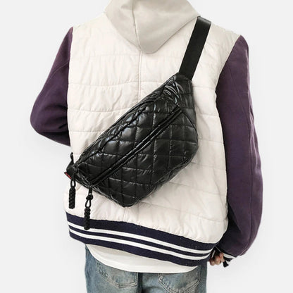 Sac banane métallisé en nylon matelassé Christine