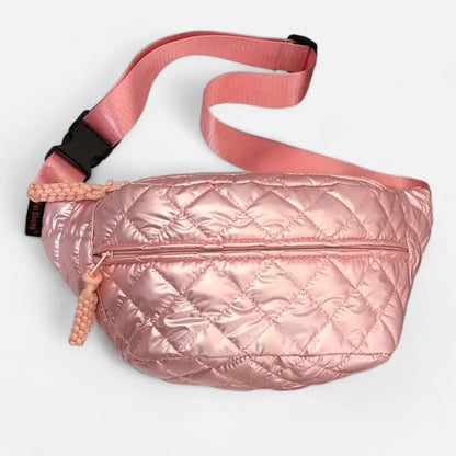 Sac banane métallisé en nylon matelassé Christine