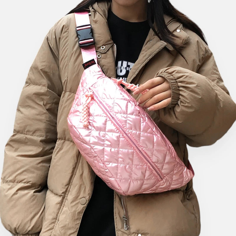 Sac banane métallisé en nylon matelassé Christine