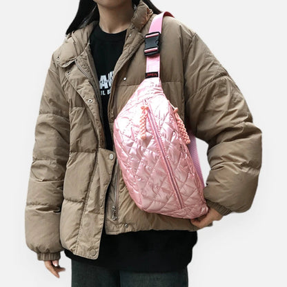 Sac banane métallisé en nylon matelassé Christine