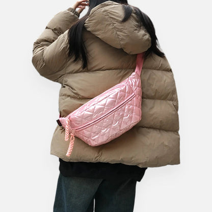 Sac banane métallisé en nylon matelassé Christine