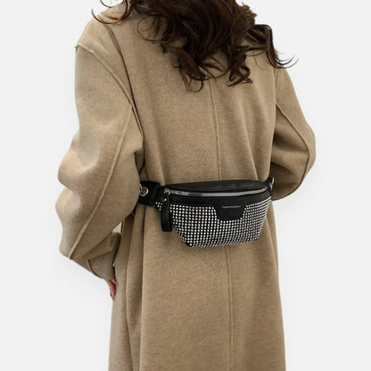 Sac banane noir à bandoulière avec strass Elina