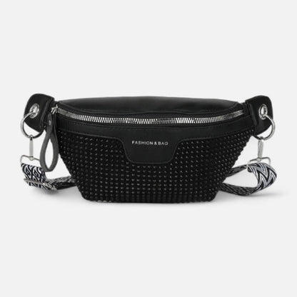 Sac banane noir à bandoulière avec strass Elina