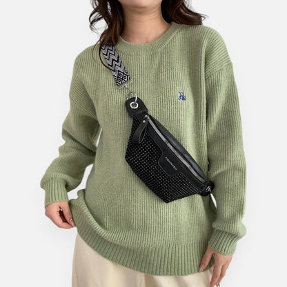 Sac banane noir à bandoulière avec strass Elina