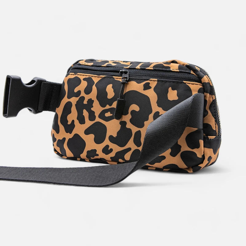 Sac banane léopard rectangulaire en tissu Élisa